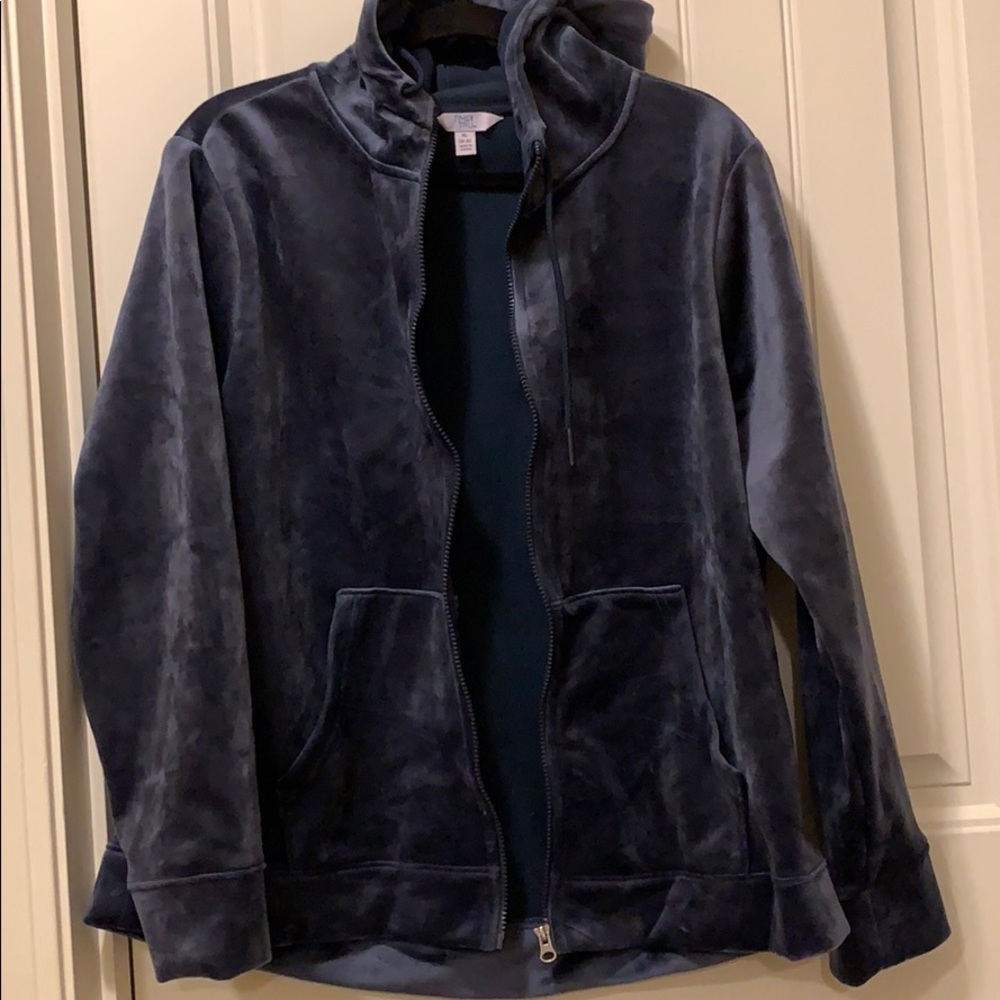 Time and Tru blue velvet jacket